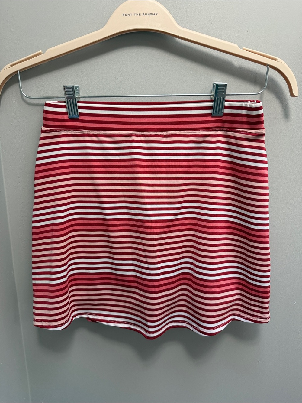 EleVen by Venus Williams Red and White Striped Mini Skirt